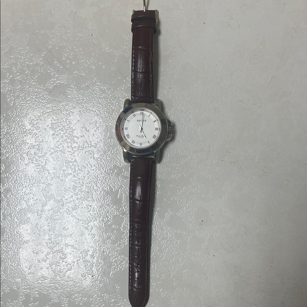 Lucien Piccard Men's Watch with Dark Brown Leather Strap and White Dial